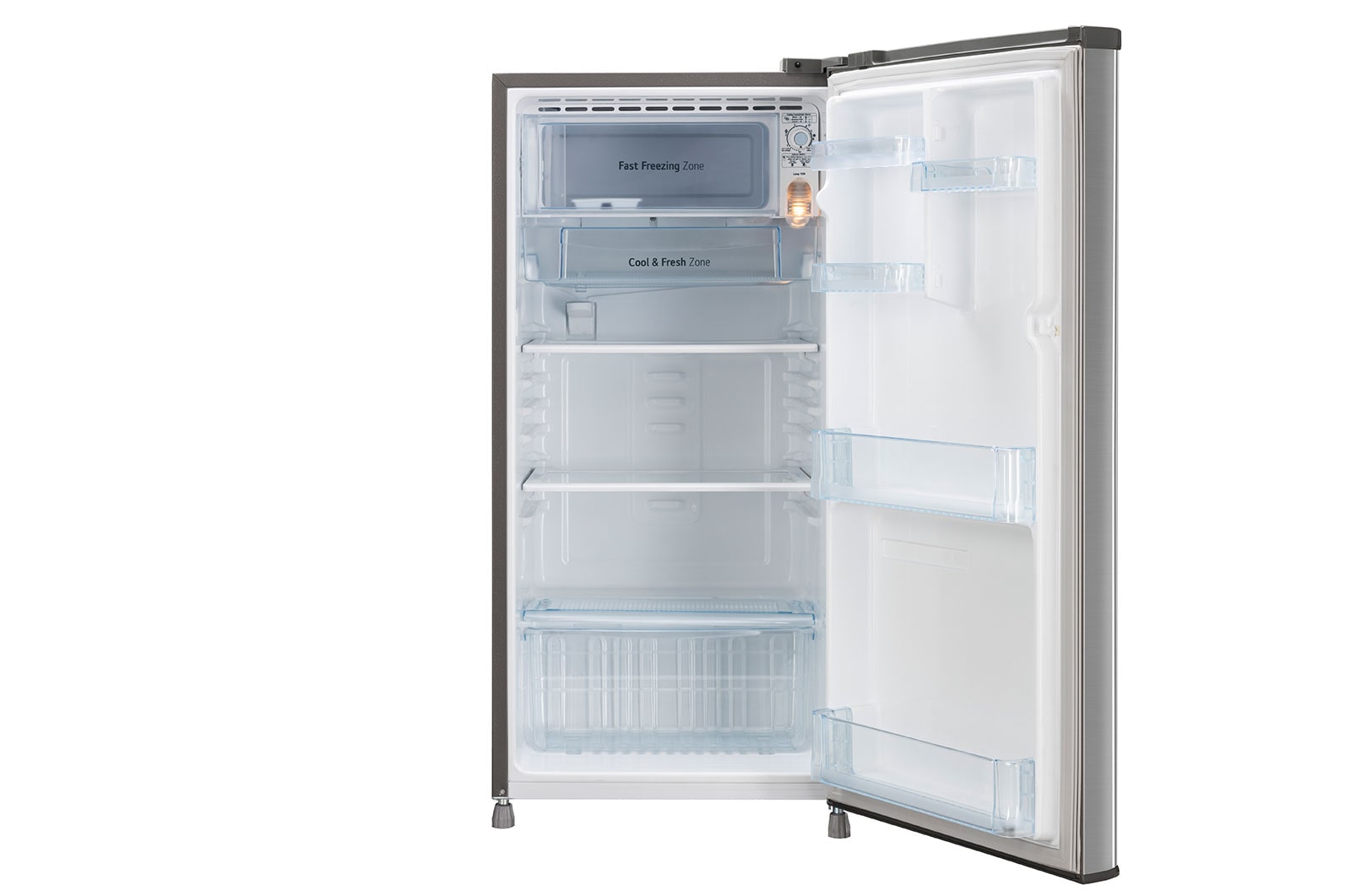 LG  LG 185L, 3 Star, Shiny Steel Finish, Direct Cool Single Door Refrigerator, GL-B199OPZD
