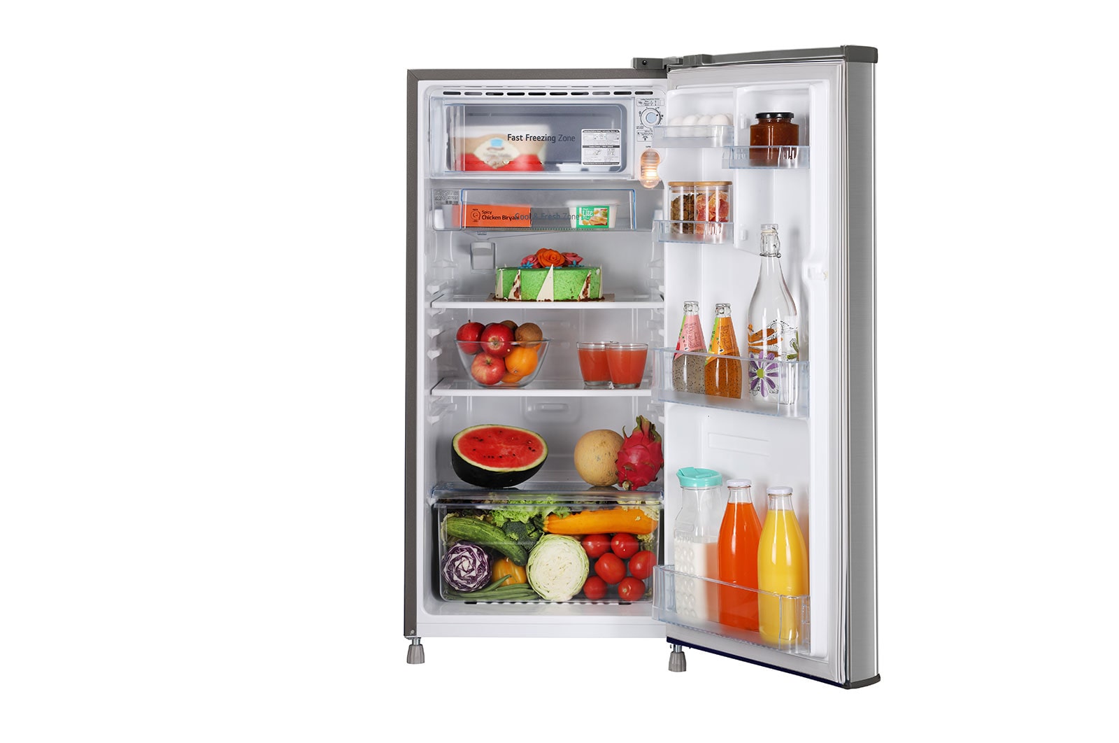 LG  LG 185L, 3 Star, Shiny Steel Finish, Direct Cool Single Door Refrigerator, GL-B199OPZD