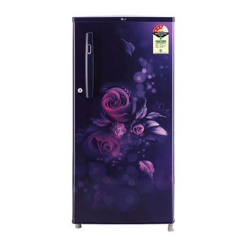Front view of LG 185L Single Door Refrigerator with Toughened Glass Shelves, Anti-Bacterial Gasket, Ruby Klase Finish, 3 Star GL-B199ORKD