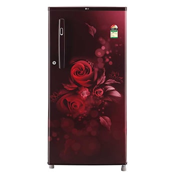 Front view of LG 185L Single Door Refrigerator, Anti-Bacterial Gasket, Scarlet Euphoria, 3 Star GL-B199OSED