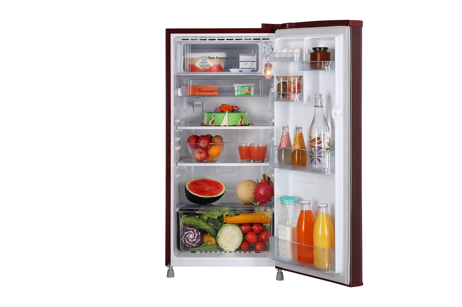 LG 185L Single Door Refrigerator, Anti-Bacterial Gasket, Scarlet Euphoria, 3 Star, GL-B199OSED
