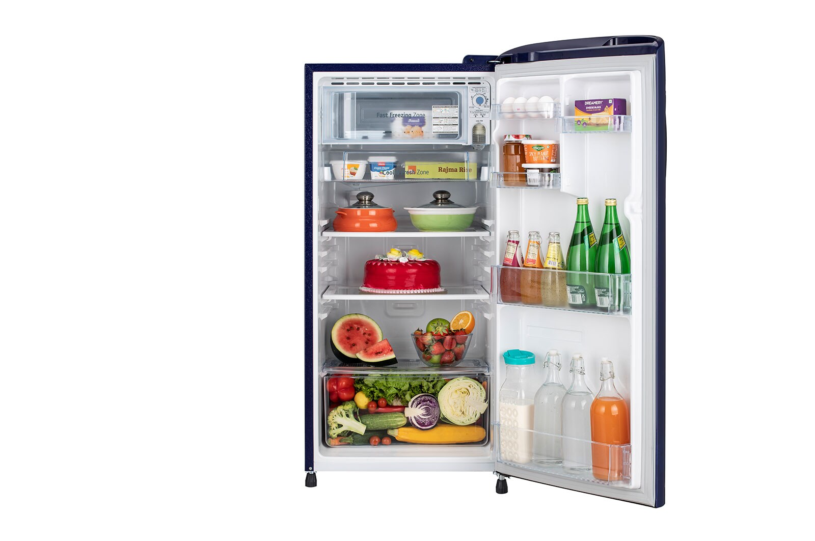 LG 185L, 3 Star, Blue Quartz Finish, Direct Cool Single Door Refrigerator, GL-B201ABQD