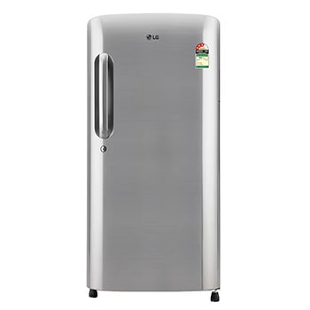 Front view of LG 185L Single Door Refrigerator, Anti Bacterial Gasket, MOIST ‘N’ FRESH, Shiny Steel, 3 Star GL-B201APZD