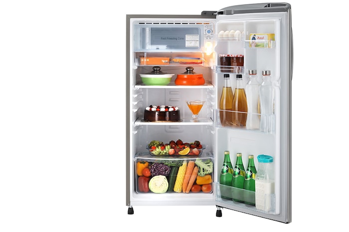 LG 185L, 3 Star, Shiny Steel Finish, Direct Cool Single Door Refrigerator, GL-B201APZD