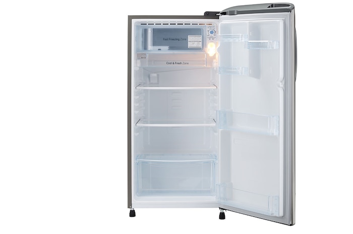 LG 185L, 3 Star, Shiny Steel Finish, Direct Cool Single Door Refrigerator, GL-B201APZD