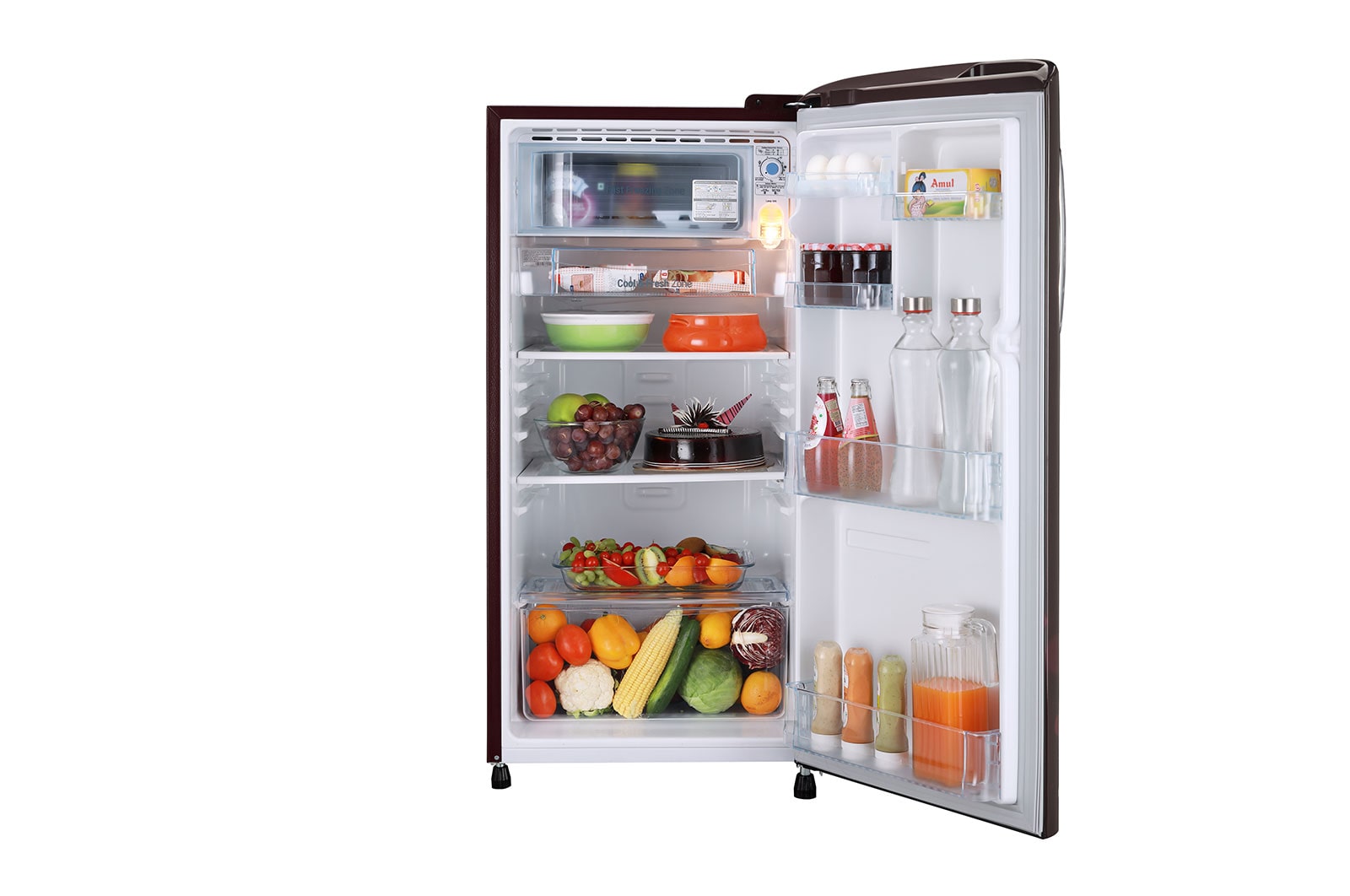 LG 185L, 3 Star, Scarlet Euphoria Finish, Direct Cool Single Door Refrigerator   , GL-B201ASED