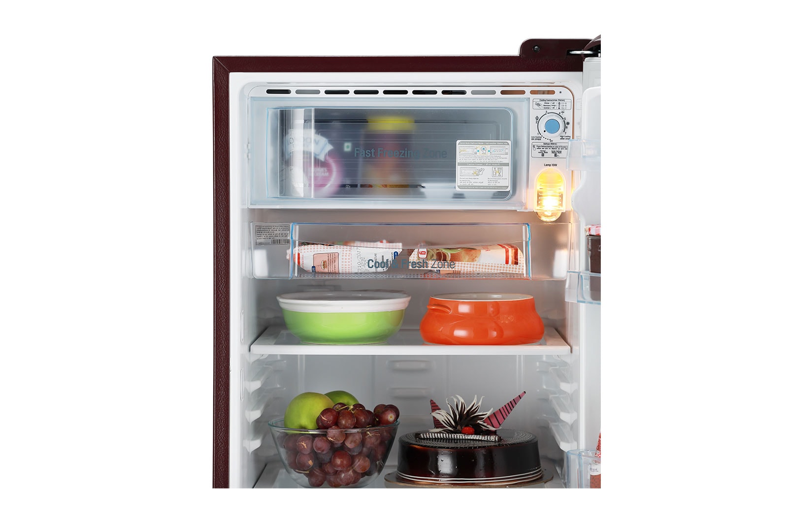 LG 185L, 3 Star, Scarlet Euphoria Finish, Direct Cool Single Door Refrigerator   , GL-B201ASED