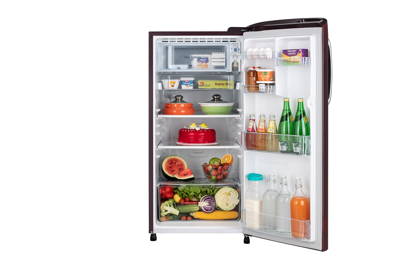 LG 185L, 3 Star, Scarlet Quartz Finish, Direct Cool Single Door Refrigerator, GL-B201ASQD