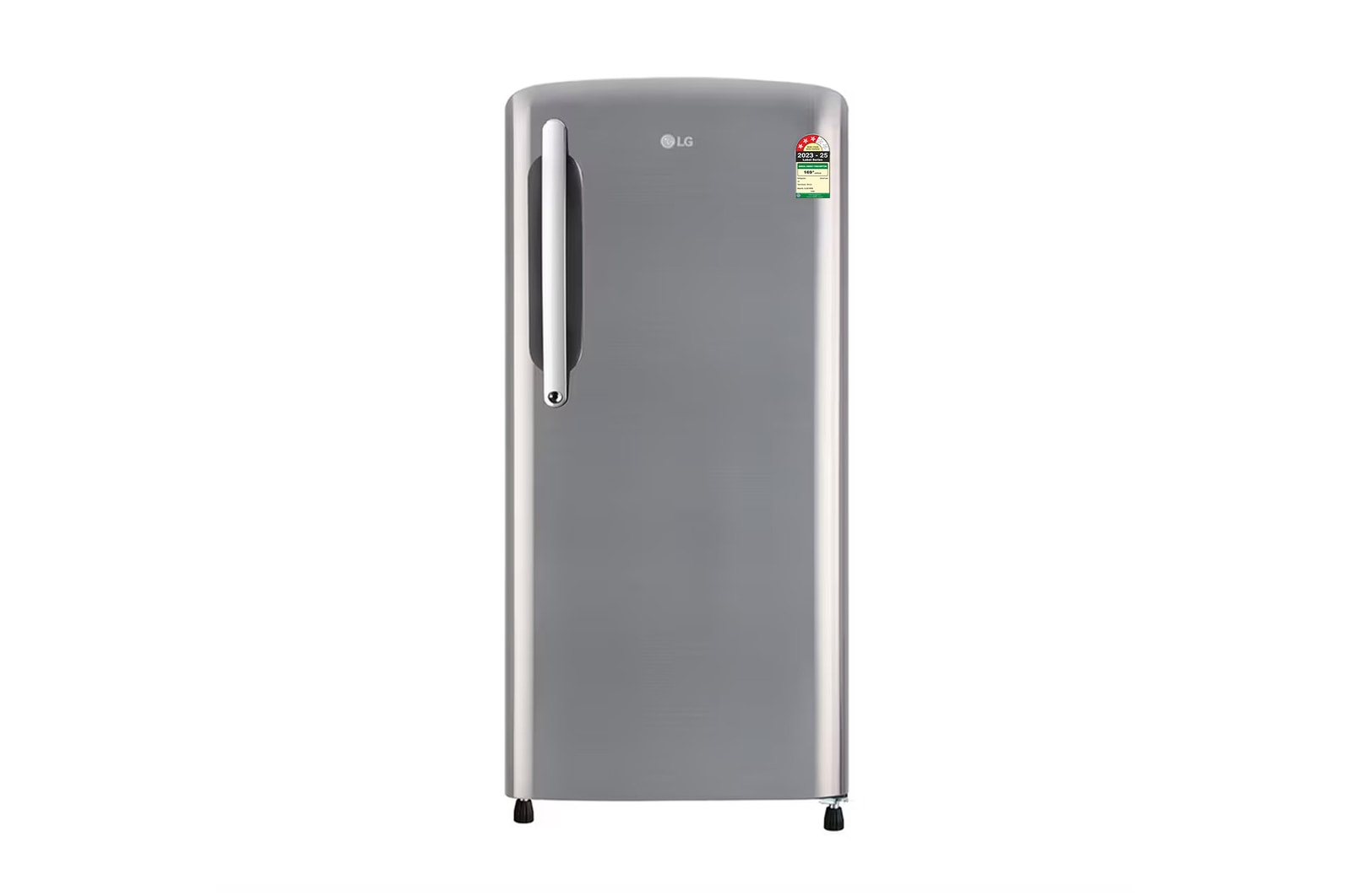 Front view of LG 201L, 3 Star, Shiny Steel Finish, Direct Cool Single Door Refrigerator GL-B211HPZD