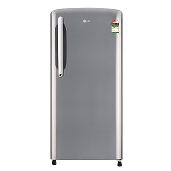 Front view of LG 201L, 3 Star, Shiny Steel Finish, Direct Cool Single Door Refrigerator GL-B211HPZD