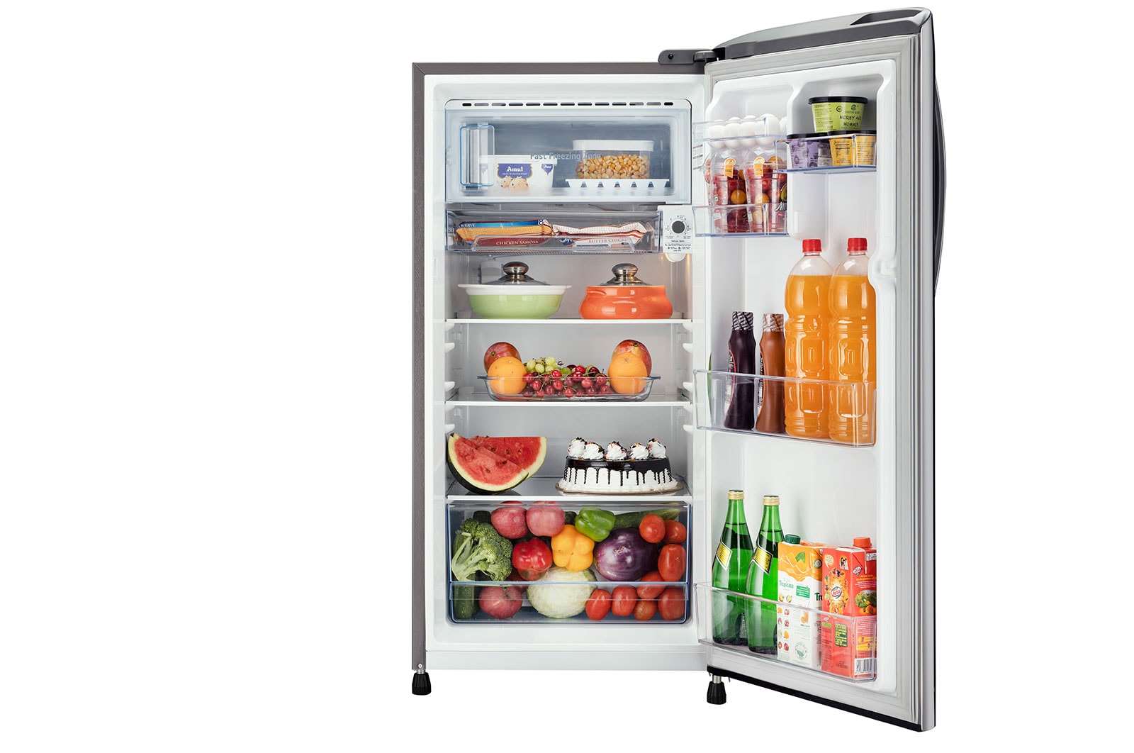LG  201L, 3 Star, Shiny Steel Finish, Direct Cool Single Door Refrigerator, GL-B211HPZD