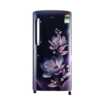Front view of LG 210 L Single Door Refrigerator, Anti-Bacterial Gasket, Toughened Glass Shelves, Blue Marvel, 3 Star GL-B231ABMD