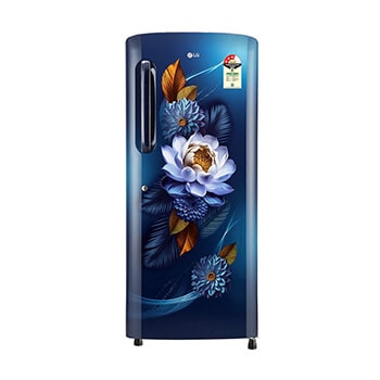 Front view of LG 224L Single Door Refrigerator, Moist 'N' Fresh, Anti Bacterial Gasket, Blue Waterlily, 3 Star GL-B241ABWD