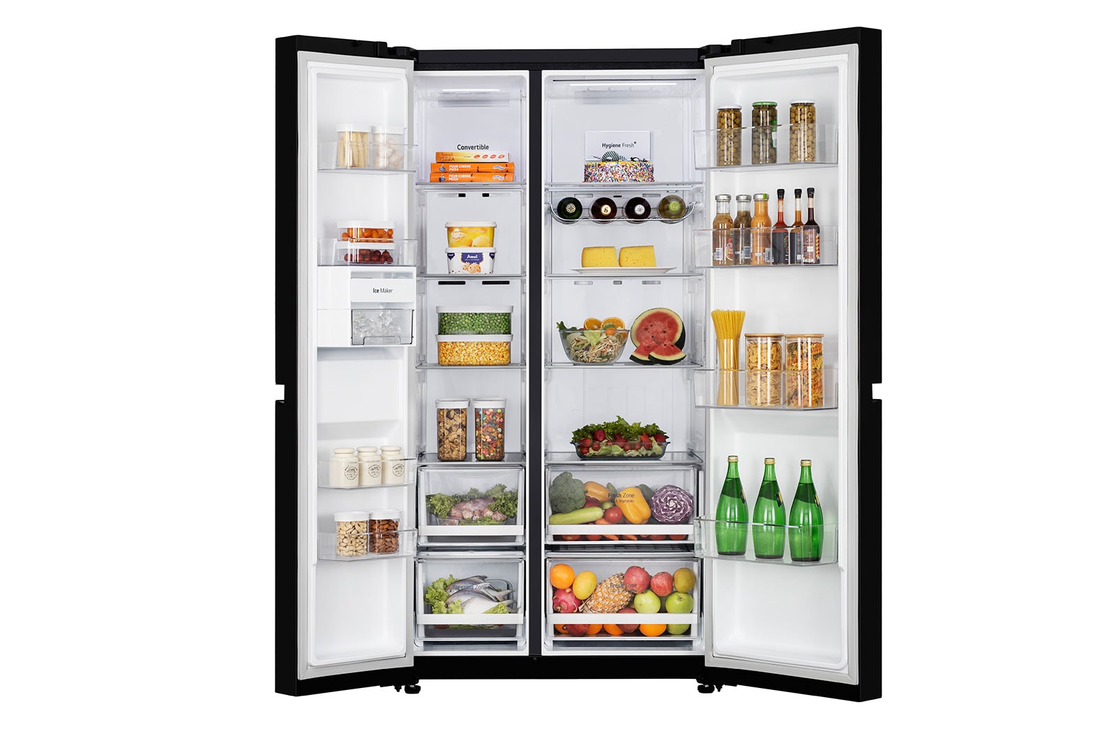 LG 650L Side by Side Refrigerator with Hygiene Fresh+™, DoorCooling+™, Smart Diagnosis™, Black Mirror Finish, 3-Star, GL-B257DBM3