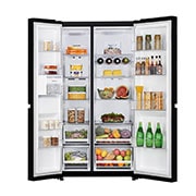 LG 650L Side by Side Refrigerator with Hygiene Fresh+™, DoorCooling+™, Smart Diagnosis™, Black Mirror Finish, 3-Star, GL-B257DBM3