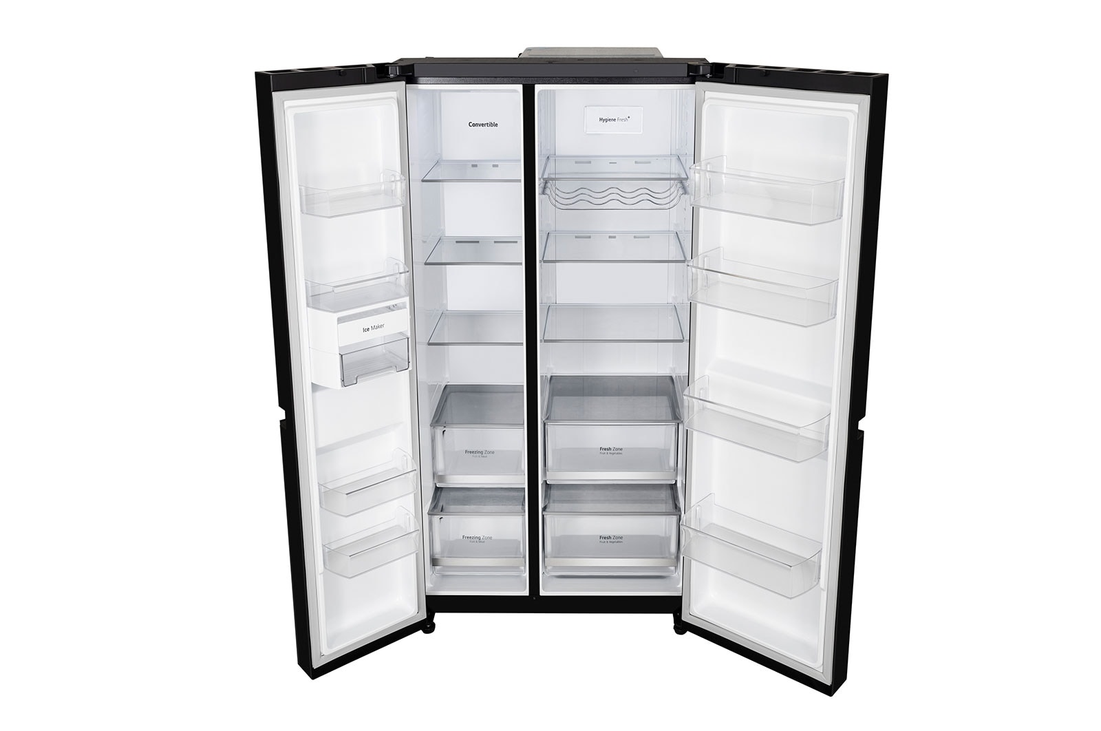 LG 650L Side by Side Refrigerator with Hygiene Fresh+™, DoorCooling+™, Smart Diagnosis™, Black Mirror Finish, 3-Star, GL-B257DBM3