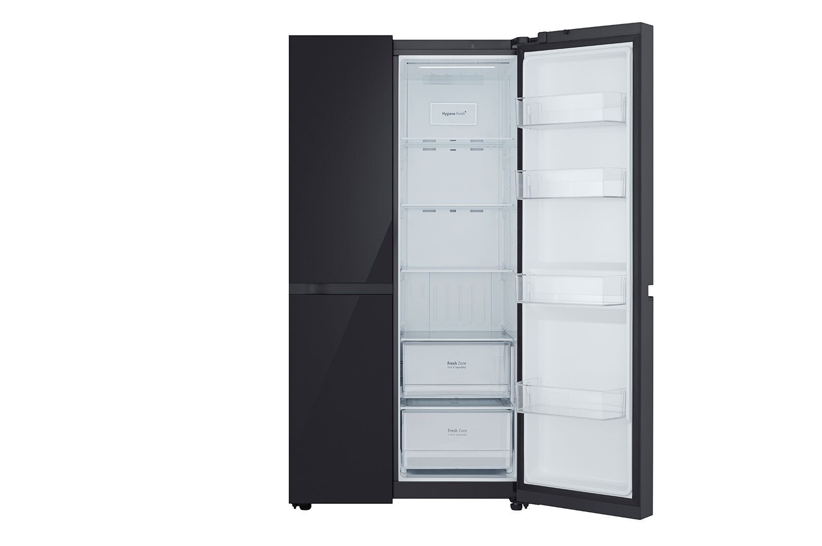 LG 655L, Side by Side Refrigerator with Premium Glass Door, Smart Inverter Compressor, Hygiene Fresh+™, DoorCooling+™, Smart Diagnosis™, Black Mirror Finish, GL-B257DBMX
