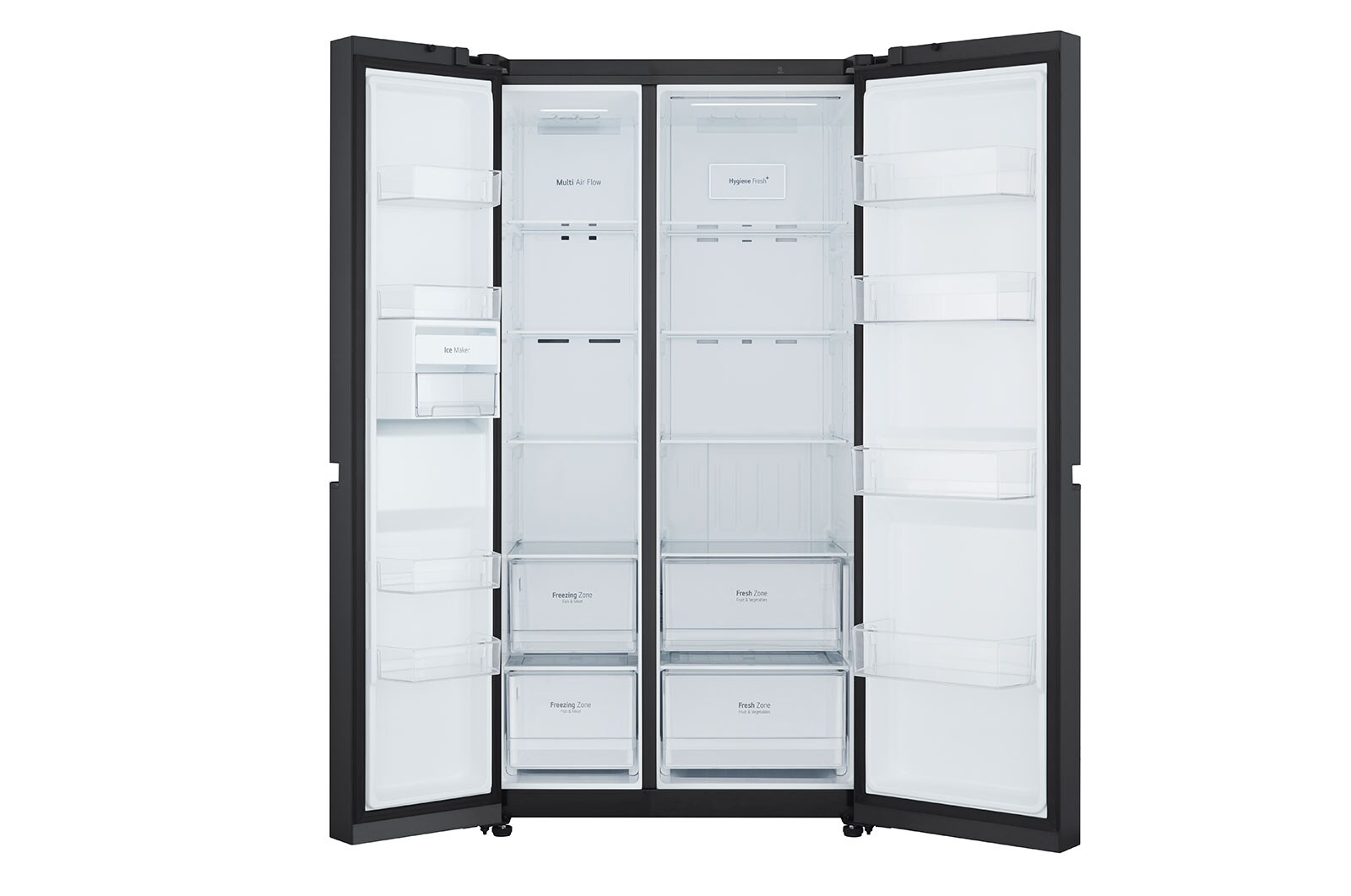 LG 655L, Side by Side Refrigerator with Premium Glass Door, Smart Inverter Compressor, Hygiene Fresh+™, DoorCooling+™, Smart Diagnosis™, Black Mirror Finish, GL-B257DBMX