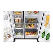 LG 650L Side by Side Refrigerator with Premium Glass Door, Hygiene Fresh+™, DoorCooling+™, Linen Brown Finish, 3-Star, GL-B257DLN3