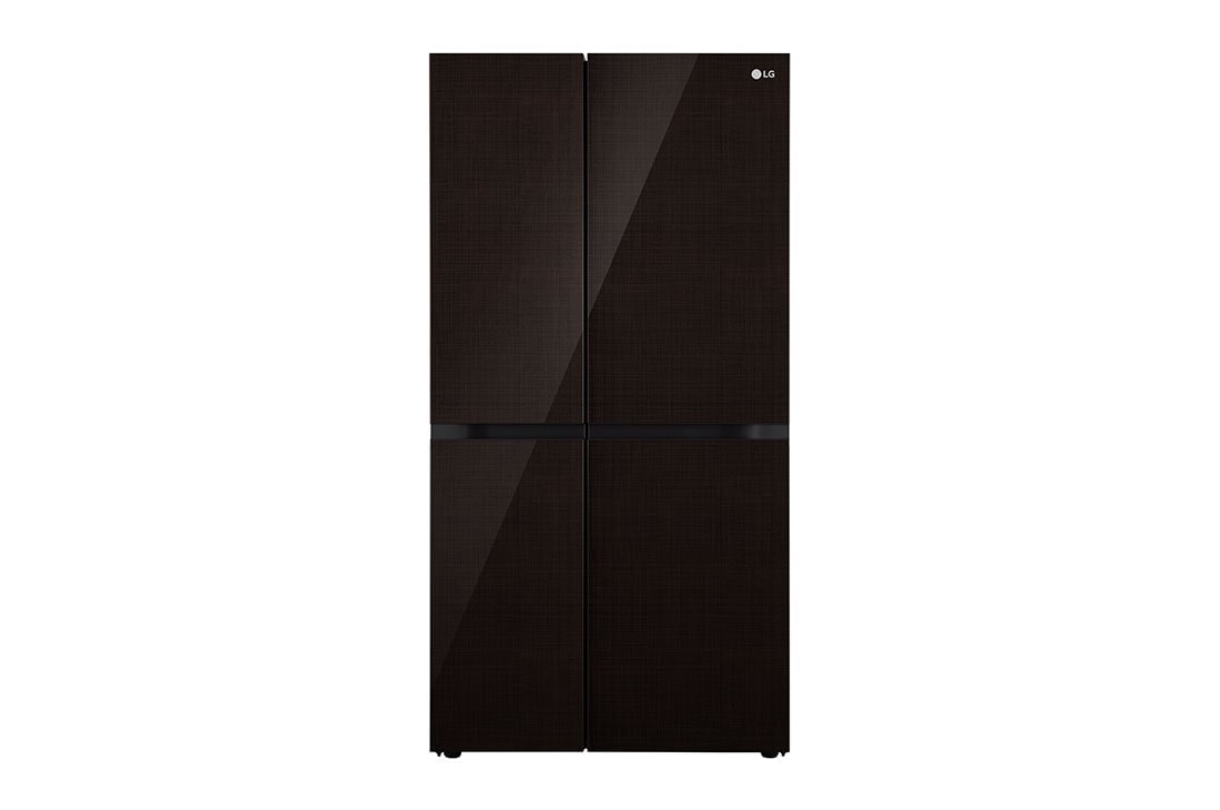 LG 650L Side by Side Refrigerator, Wi-Fi Convertible, DoorCooling+™, Premium Glass Door, Linen Brown Finish, 3 Star, GL-B257DLN3