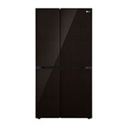 LG 650L Side by Side Refrigerator with Premium Glass Door, Hygiene Fresh+™, DoorCooling+™, Linen Brown Finish, 3-Star, GL-B257DLN3