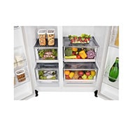 LG 650L Side by Side Refrigerator with Hygiene Fresh+™, DoorCooling+™, Smart Diagnosis™, Linen White Finish, 3-Star, GL-B257DLW3