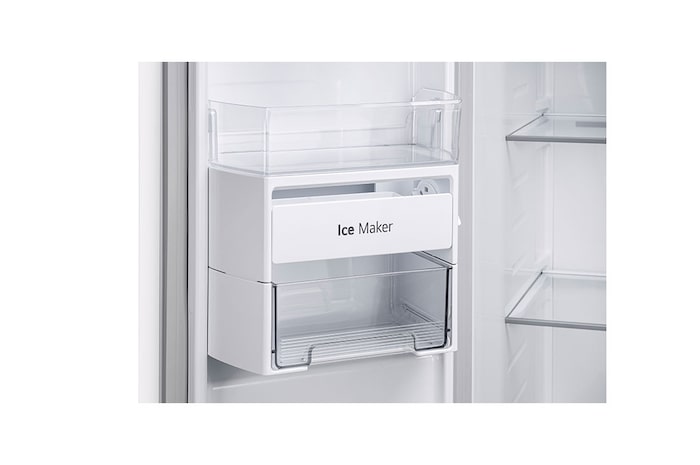 LG 650L Side by Side Refrigerator, Wi-Fi Convertible, DoorCooling+™, Premium Glass Door, Linen White Finish, 3 Star, GL-B257DLW3