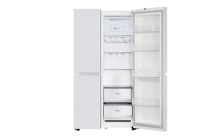 LG 650L Side by Side Refrigerator, Wi-Fi Convertible, DoorCooling+™, Premium Glass Door, Linen White Finish, 3 Star, GL-B257DLW3