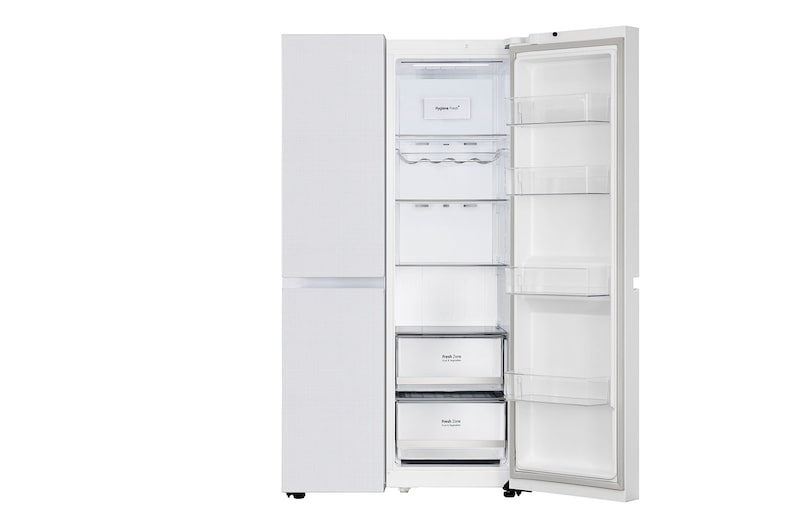 LG 650L Side by Side Refrigerator, Wi-Fi Convertible, DoorCooling+™, Premium Glass Door, Linen White Finish, 3 Star, GL-B257DLW3