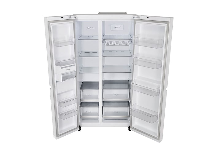 LG 650L Side by Side Refrigerator, Wi-Fi Convertible, DoorCooling+™, Premium Glass Door, Linen White Finish, 3 Star, GL-B257DLW3