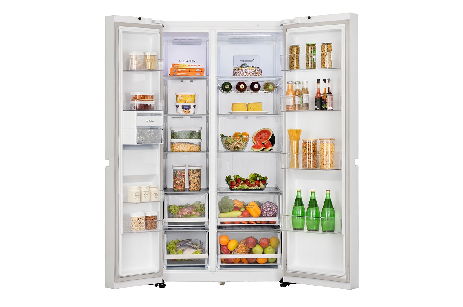 LG 650L Side by Side Refrigerator with Hygiene Fresh+™, DoorCooling+™, Smart Diagnosis™, Linen White Finish, 3-Star, GL-B257DLW3