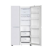 LG 655L, Side by Side Refrigerator with Premium Glass Door, Smart Inverter Compressor, Hygiene Fresh+™, DoorCooling+™, Smart Diagnosis™, Linen White Finish, GL-B257DLWX