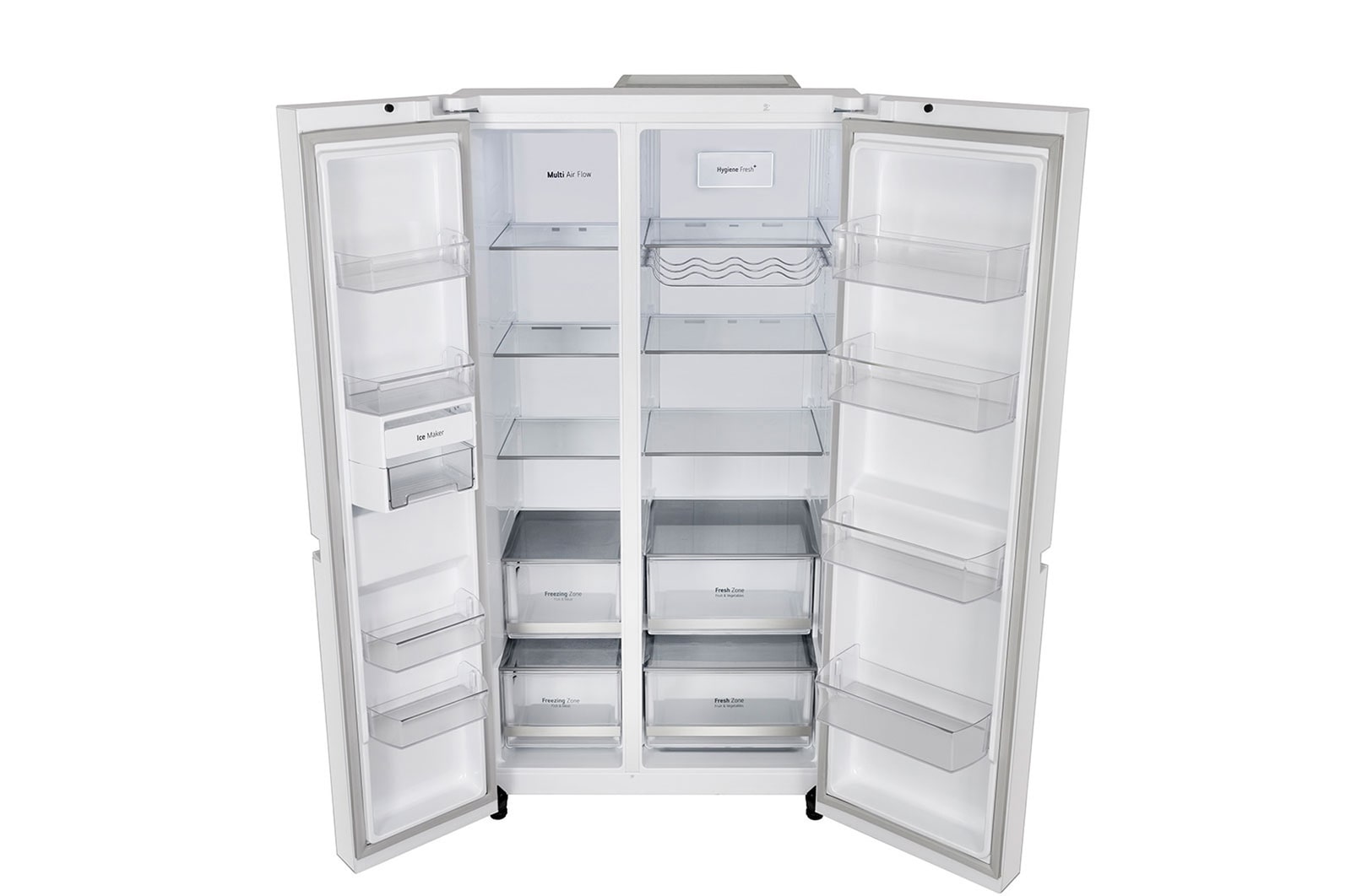 LG 655L, Side by Side Refrigerator with Premium Glass Door, Smart Inverter Compressor, Hygiene Fresh+™, DoorCooling+™, Smart Diagnosis™, Linen White Finish, GL-B257DLWX
