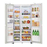 LG 655L, Side by Side Refrigerator with Premium Glass Door, Smart Inverter Compressor, Hygiene Fresh+™, DoorCooling+™, Smart Diagnosis™, Linen White Finish, GL-B257DLWX