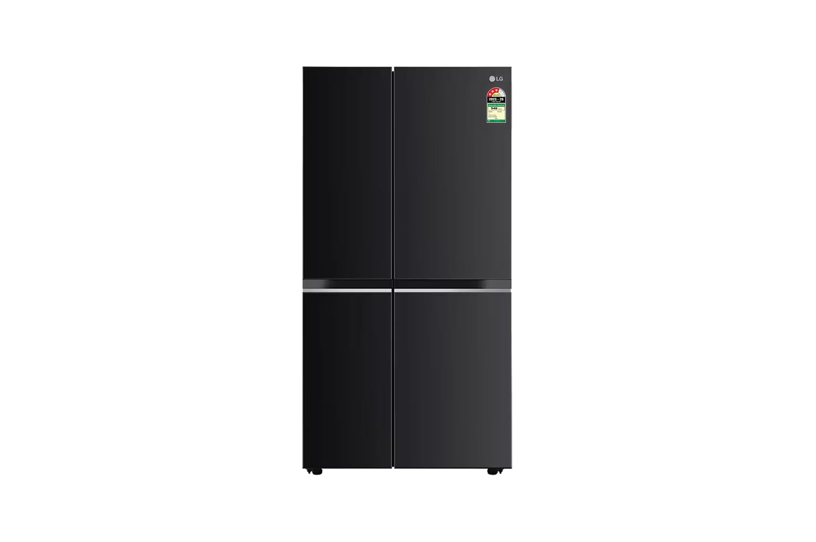 Front view of LG 650L Side by Side Refrigerator, Wi-Fi Convertible, DoorCooling+™, Ebony Sheen Finish, 3 Star GL-B257EES3