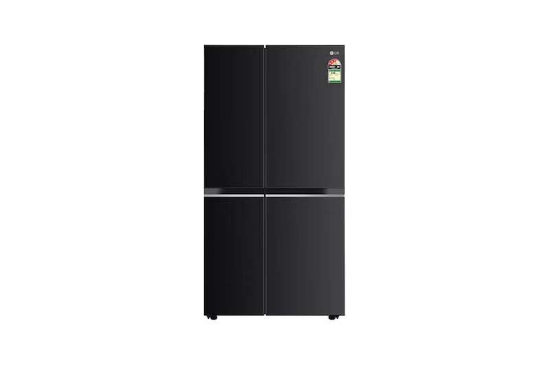Front view of LG 650L Side by Side Refrigerator, Wi-Fi Convertible, DoorCooling+™, Ebony Sheen Finish, 3 Star GL-B257EES3