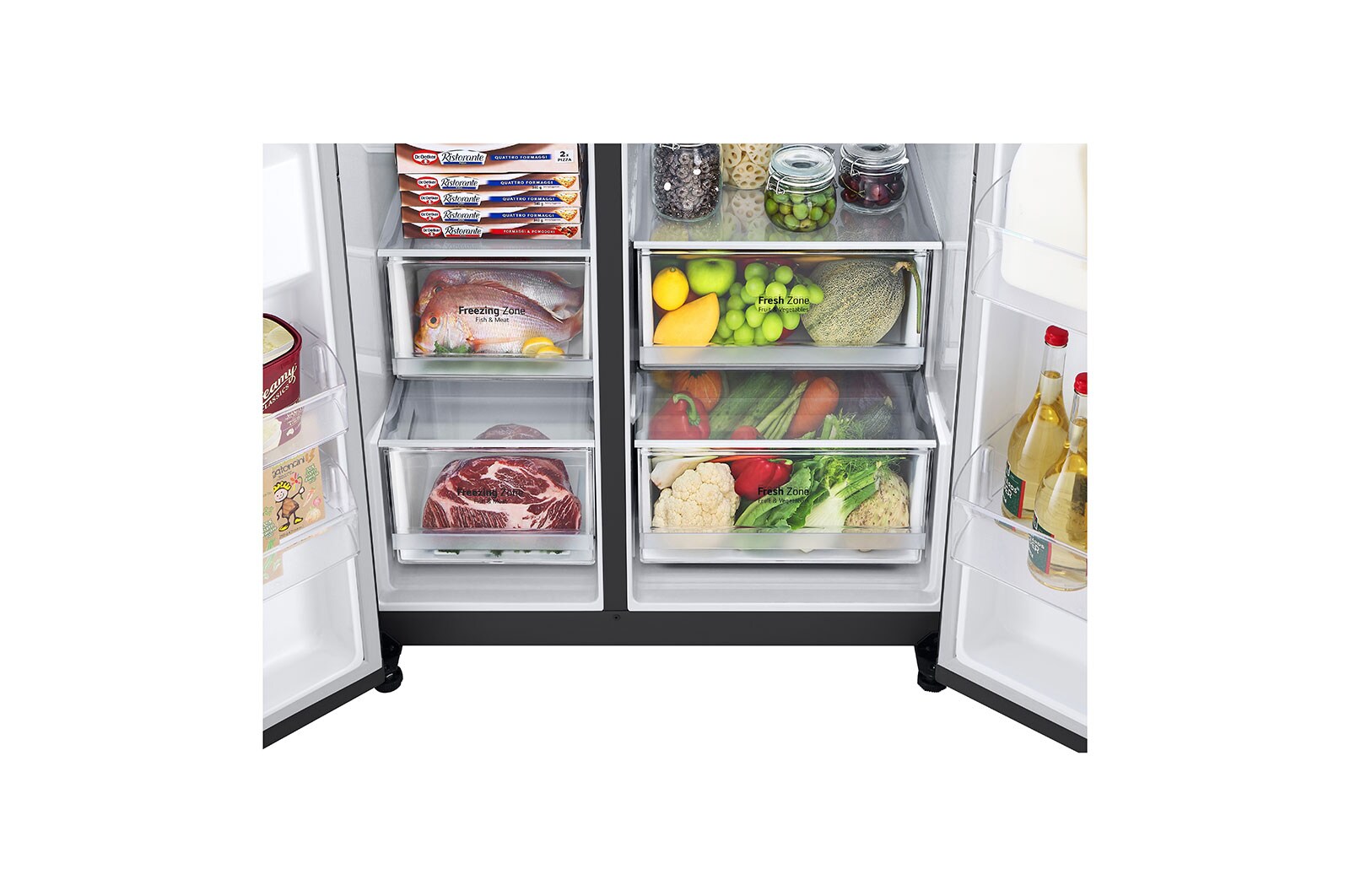 LG 655L, Side-by-Side Refrigerator with Smart Inverter Compressor, Hygiene Fresh+™, DoorCooling+™, Smart Diagnosis™, Matte Black Finish, GL-B257EMCX