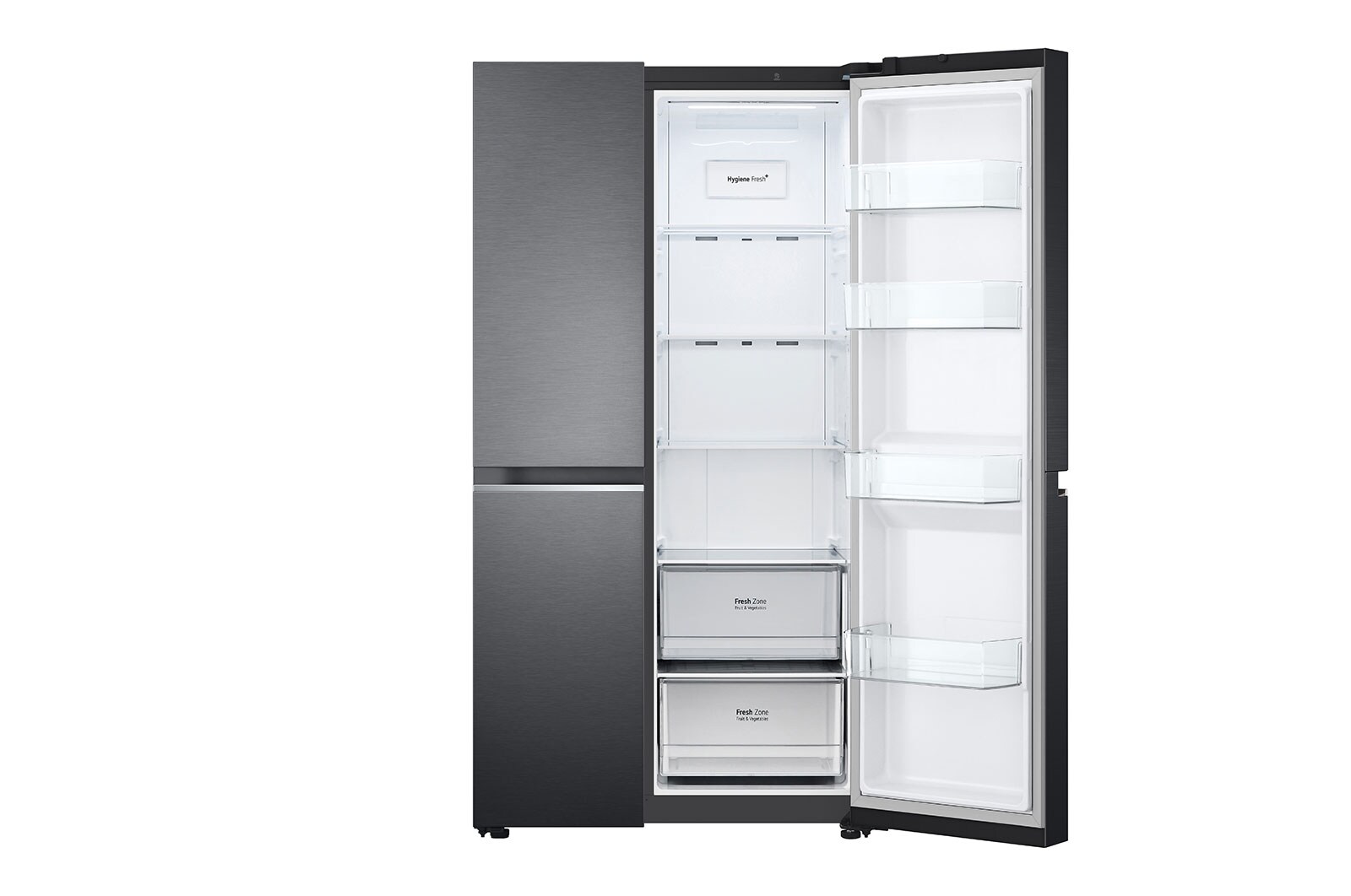 LG 655L, Side-by-Side Refrigerator with Smart Inverter Compressor, Hygiene Fresh+™, DoorCooling+™, Smart Diagnosis™, Matte Black Finish, GL-B257EMCX