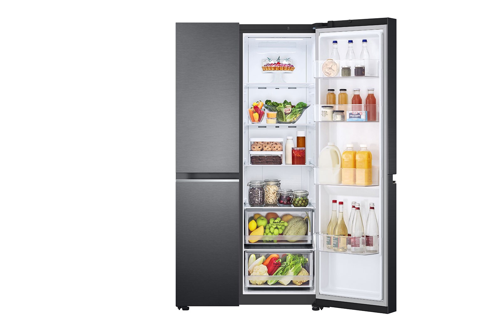 LG 655L, Side-by-Side Refrigerator with Smart Inverter Compressor, Hygiene Fresh+™, DoorCooling+™, Smart Diagnosis™, Matte Black Finish, GL-B257EMCX