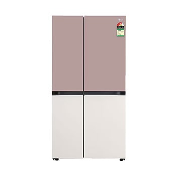 Front view of LG 650L Side-By-Side Refrigerator, Objet Collection, Wi-Fi Convertible, Door Cooling+™, Clay Pink Tango, 3 Star GL-B257EPT3