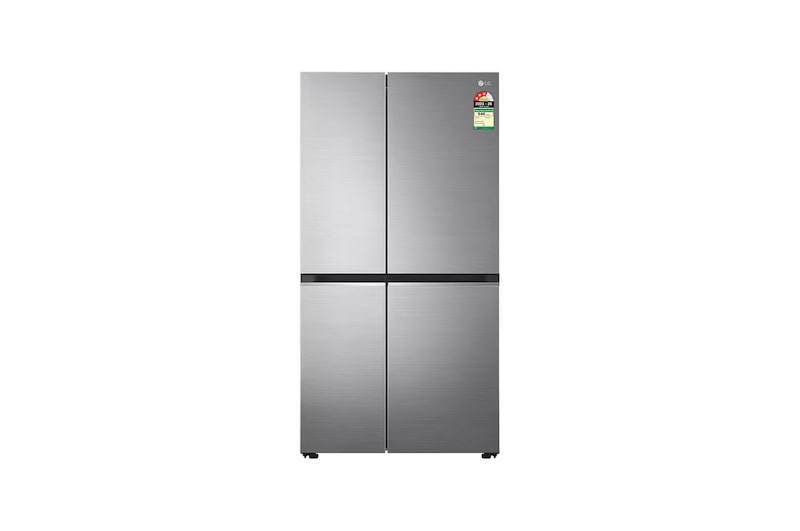 Front view of LG 650L Side-By-Side Refrigerator, Wi-Fi Convertible, DoorCooling+™, Shiny Steel Finish, 3 Star GL-B257EPZ3