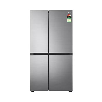 Front view of LG 650L Side-By-Side Refrigerator, Wi-Fi Convertible, DoorCooling+™, Shiny Steel Finish, 3 Star GL-B257EPZ3
