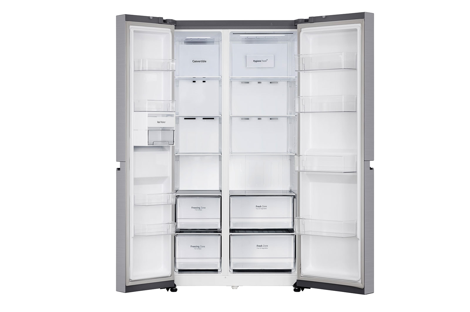LG 650L Side-by-Side Refrigerator with Hygiene Fresh+™, DoorCooling+™, Smart Diagnosis™, Shiny Steel Finish, 3-Star, GL-B257EPZ3