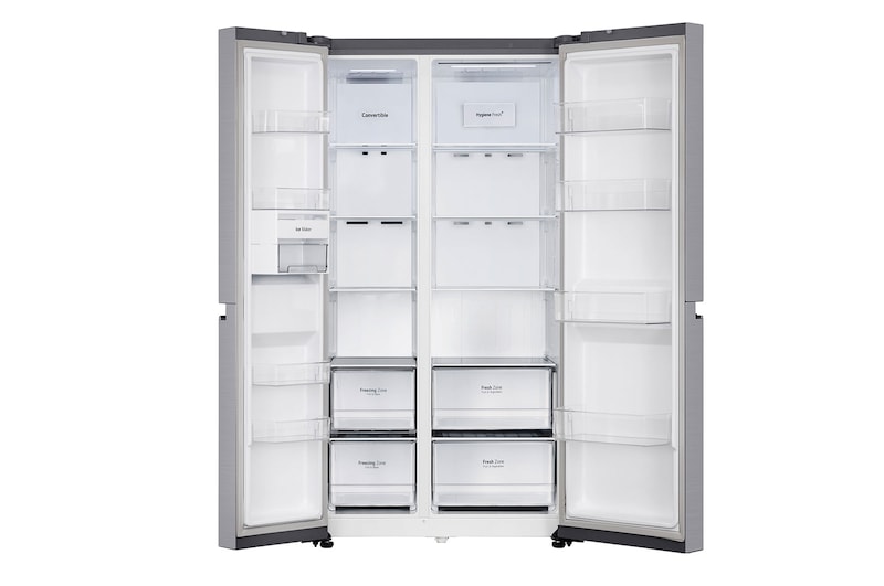 LG 650L Side-By-Side Refrigerator, Wi-Fi Convertible, DoorCooling+™, Shiny Steel Finish, 3 Star, GL-B257EPZ3