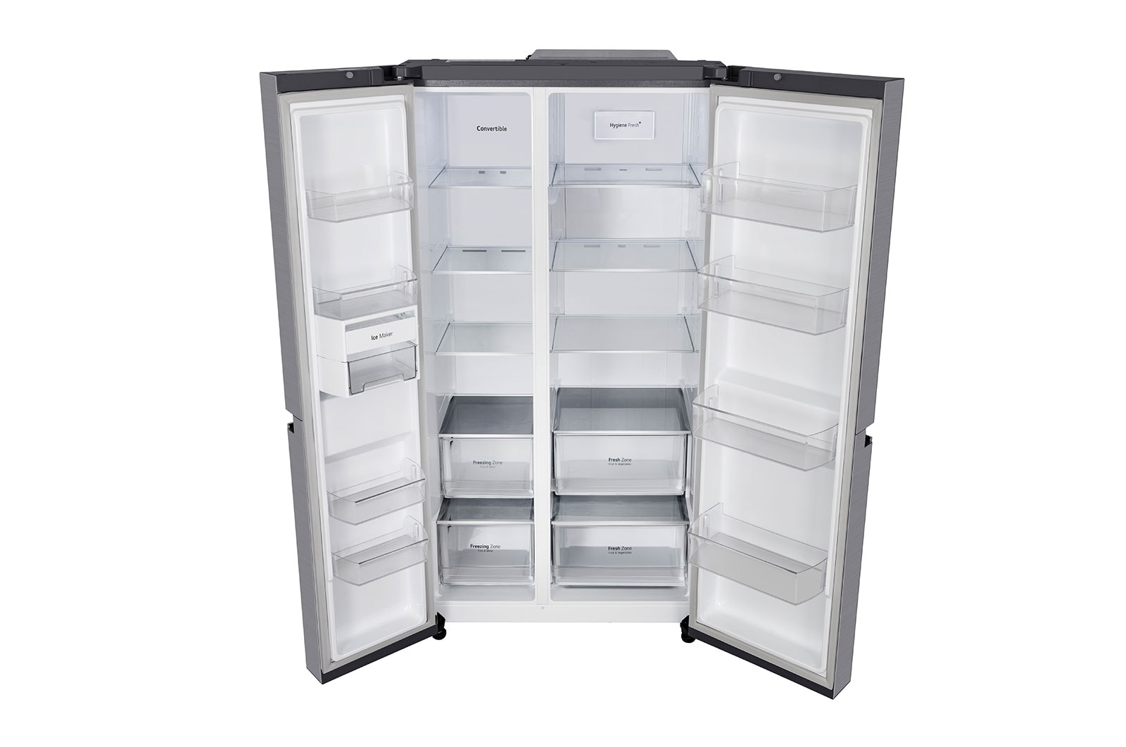LG 650L Side-by-Side Refrigerator with Hygiene Fresh+™, DoorCooling+™, Smart Diagnosis™, Shiny Steel Finish, 3-Star, GL-B257EPZ3