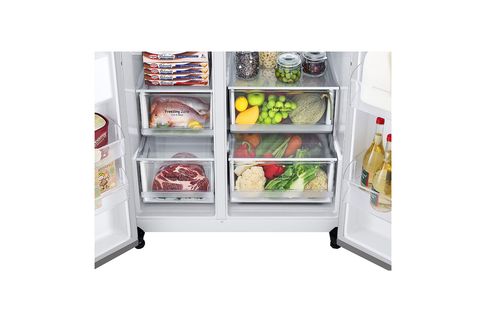 LG 655L, Side-by-Side Refrigerator with Smart Inverter Compressor, Hygiene Fresh+™, DoorCooling+™, Smart Diagnosis™, Shiny Steel Finish, GL-B257EPZX