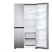 LG 655L, Side-by-Side Refrigerator with Smart Inverter Compressor, Hygiene Fresh+™, DoorCooling+™, Smart Diagnosis™, Shiny Steel Finish, GL-B257EPZX