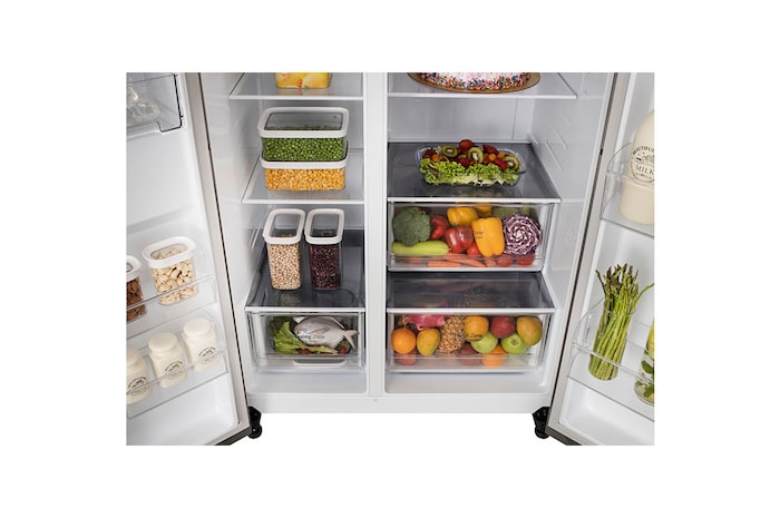 LG 655L Side-by-Side Refrigerator, Smart Inverter Compressor, Multi Air Flow, Smart Diagnosis™, Dazzle Steel, 3 Star, GL-B257HDSY