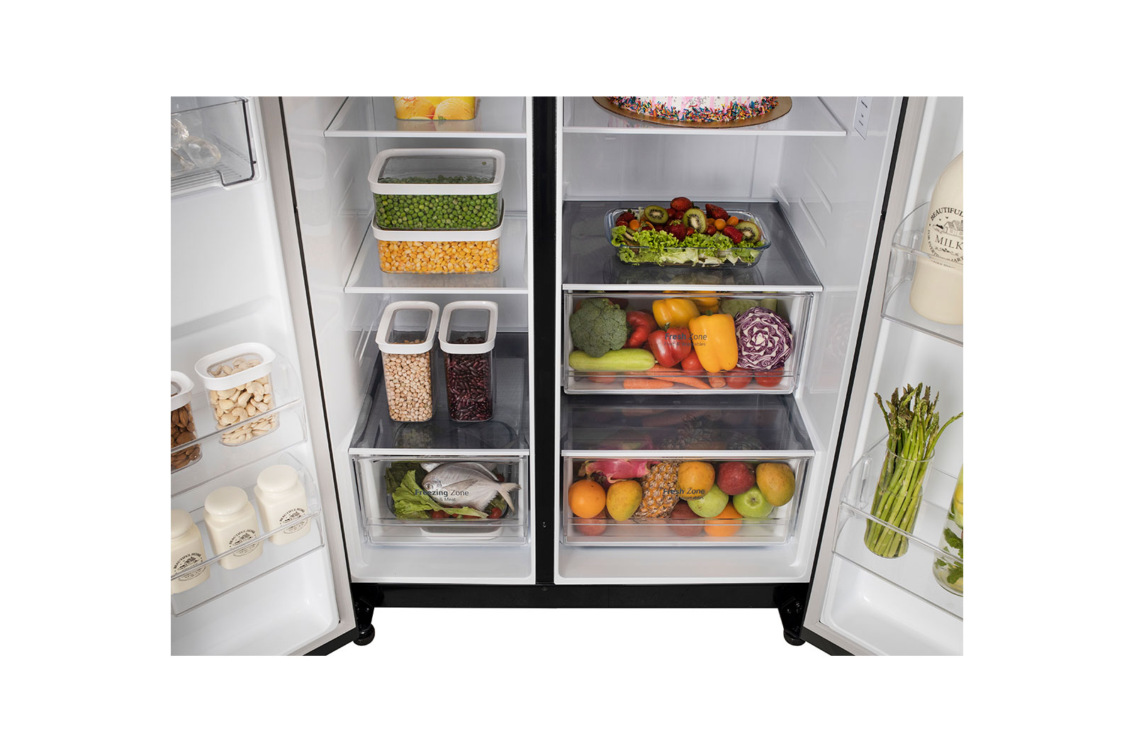 LG 650L Side-by-Side Refrigerator with Multi Air Flow, Multi Digital Sensors, Smart Diagnosis™, Matte Black Finish, 3-Star, GL-B257HMC3