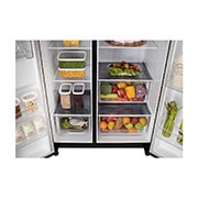 LG 650L Side-by-Side Refrigerator with Multi Air Flow, Multi Digital Sensors, Smart Diagnosis™, Matte Black Finish, 3-Star, GL-B257HMC3